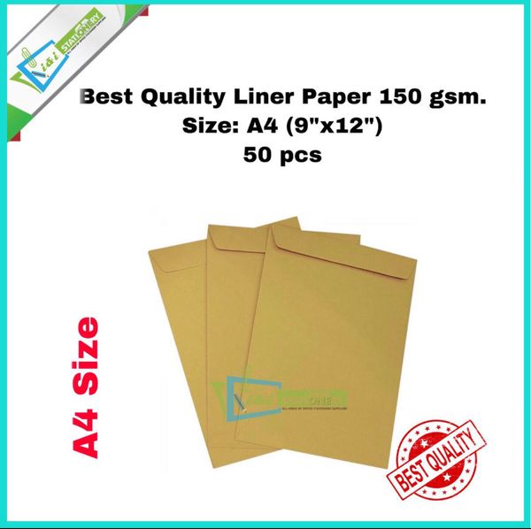 Envelope (A4 9''x12'') size Liner Paper 150 GSM ( 50 pieces Bundle )