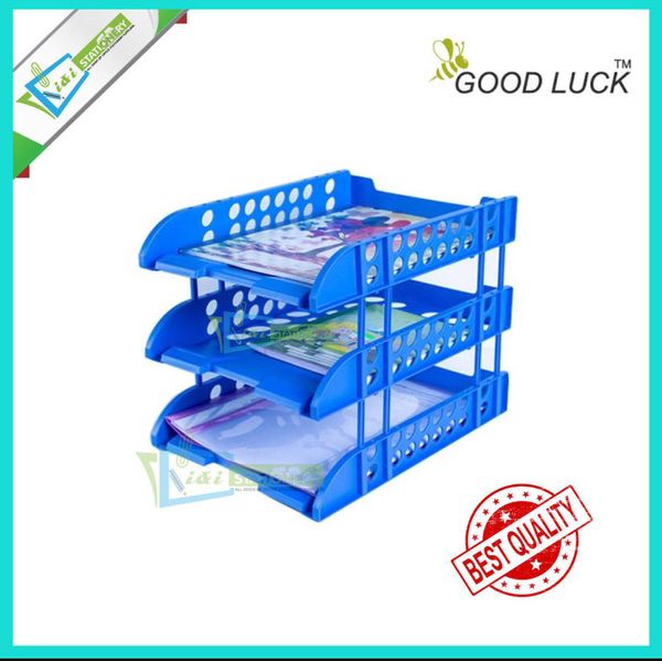 Good Luck File Organizer 3 Tray Blue 1pcs