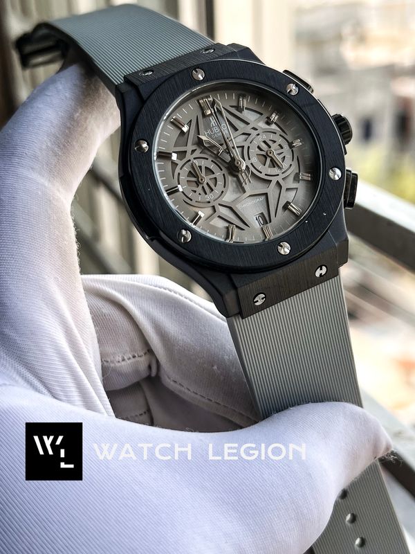 HUBLOT BELT SPIDER GREY DIAL BLACK CASE GREY BELT V2