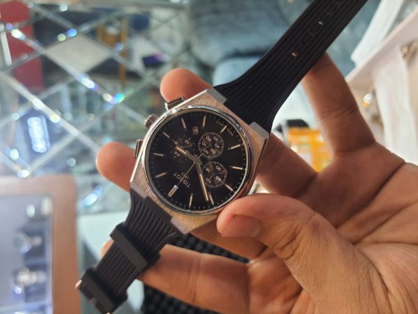 tissot prx chronograph black silicone belt
