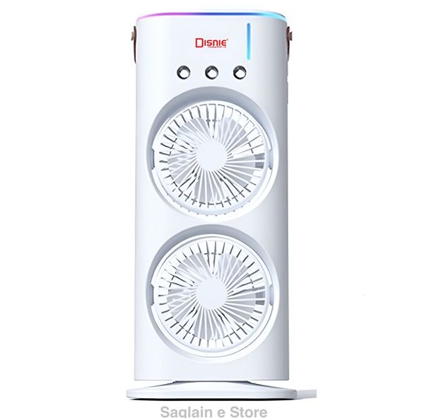 Disnie DRMF-63USB Rechargeable Double Head Portable Mini Air Cooling Mist Fan with Remote