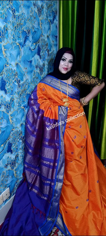 orange cotton gaduwal Sharee