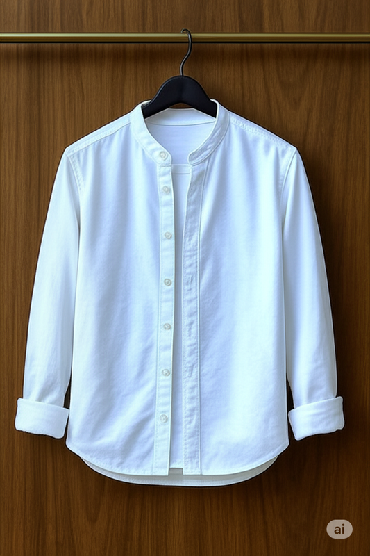 Band colar white shirt for unisex!