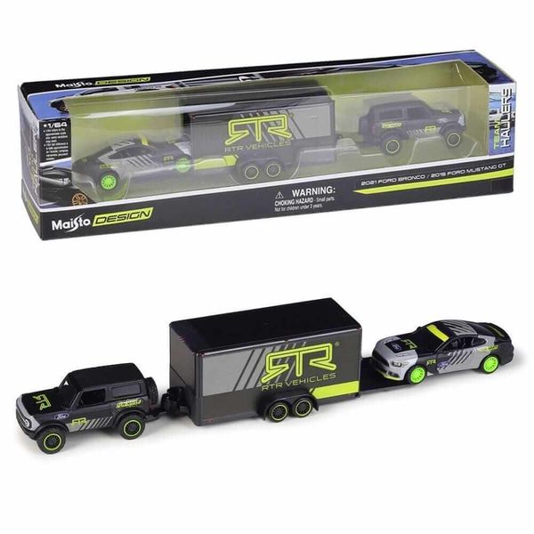 Maisto 1:64 Team Haulers RTR Vehicles livery (2021 Ford Bronco & 2015 Ford Mustang GT)