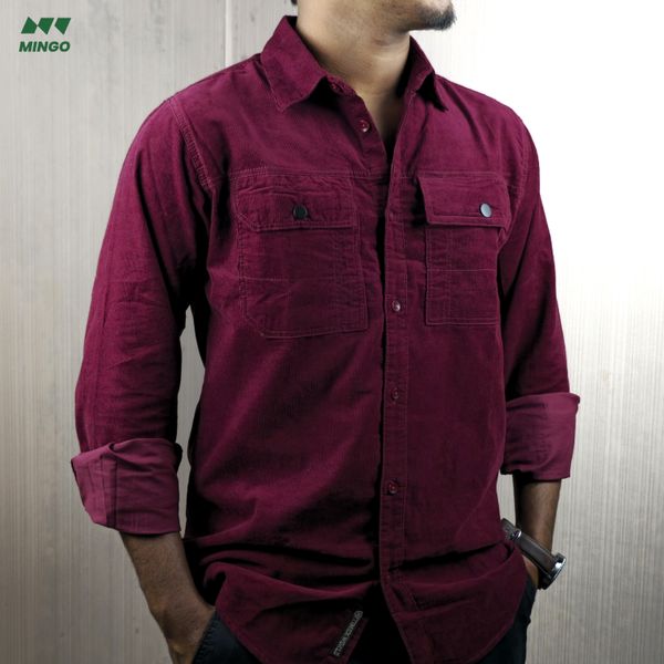 Velvet Red Premium Corduroy - Full Sleeve Shirt - Image 1