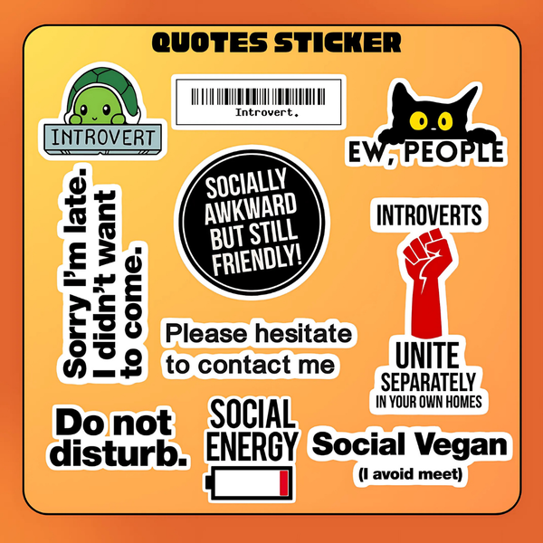 Introvert Quotes sticker Set 01