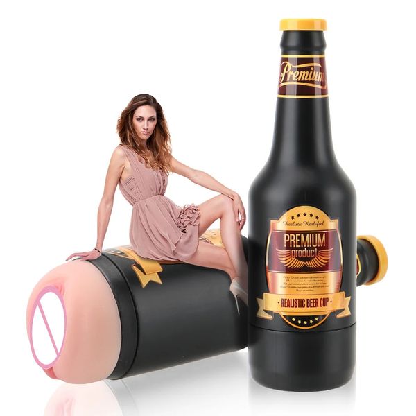 Manual Male Masturbator Portable Beer Bottle Soft Oral Pussy Real Vagina SexToys Erotic Adult Toy Sex Toys for Men Gift