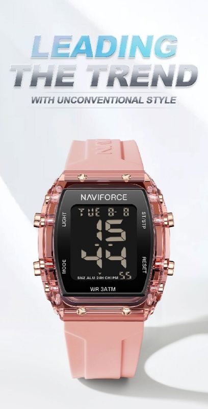 NAVIFORCE 7102 Transparent Children’s Sports Waterproof LCD Digital Date Silicone Strap Electronic Watch