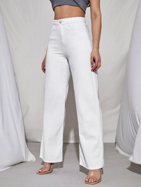 white straight cut denim