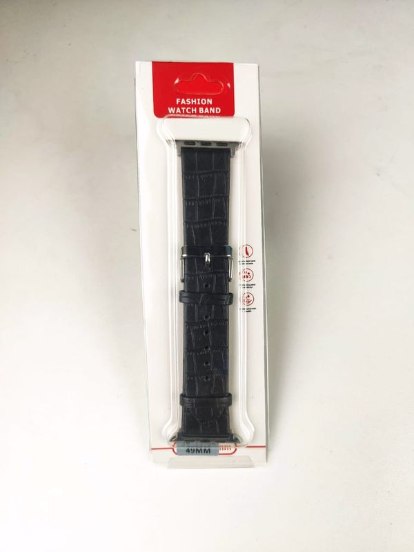 49mm Leather Strap for smartwatch- Black