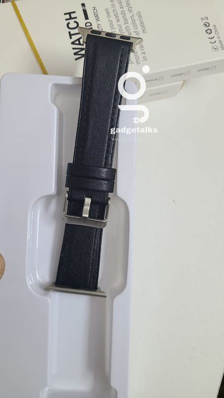 49mm Leather Strap for smartwatch- Black