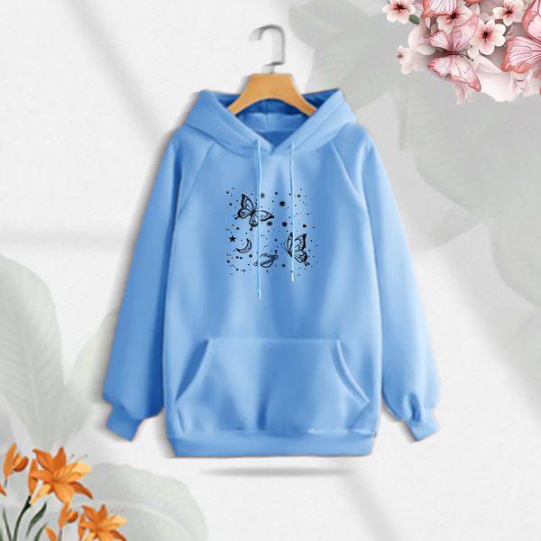 Premium Comfortable (Butterflies Glob) Ladies winter hoodie