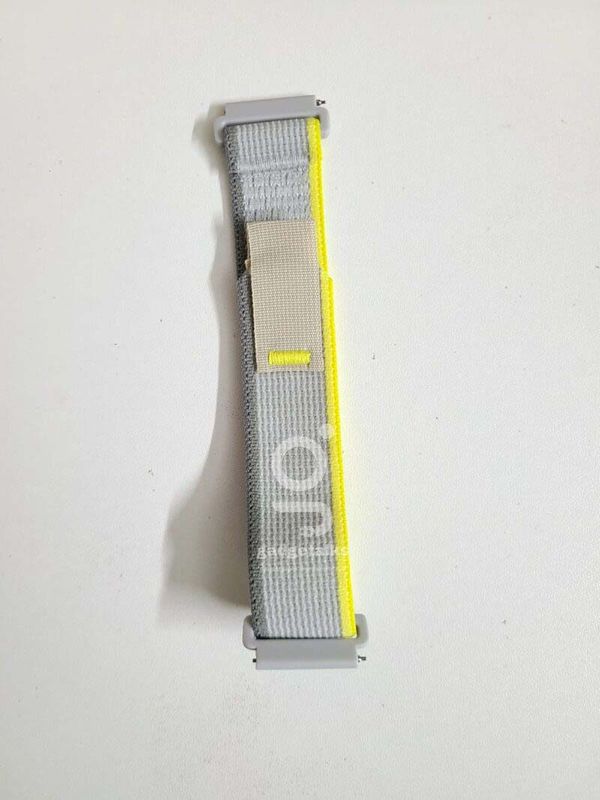 Pin Lock Dual Color Fabric Stap For Smart Watch-22mm -Ash+Yellow Color