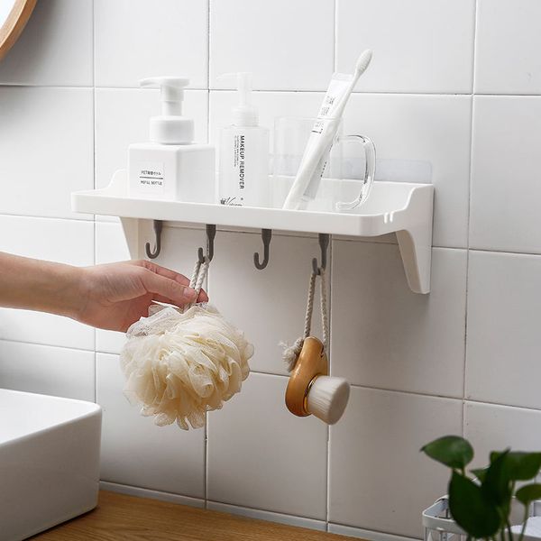 Adhesive Bathroom Shower Caddy No Drilling Installation 6.6 Lbs Bearing Weight Bathroom Shelf Kitchen Holder for Soap Shampoo Shower Gel Towels