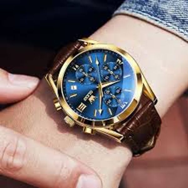 OLEVS 5610 New Luxury Fashion Glass Quartz Analog Men Watch-Water Resistant