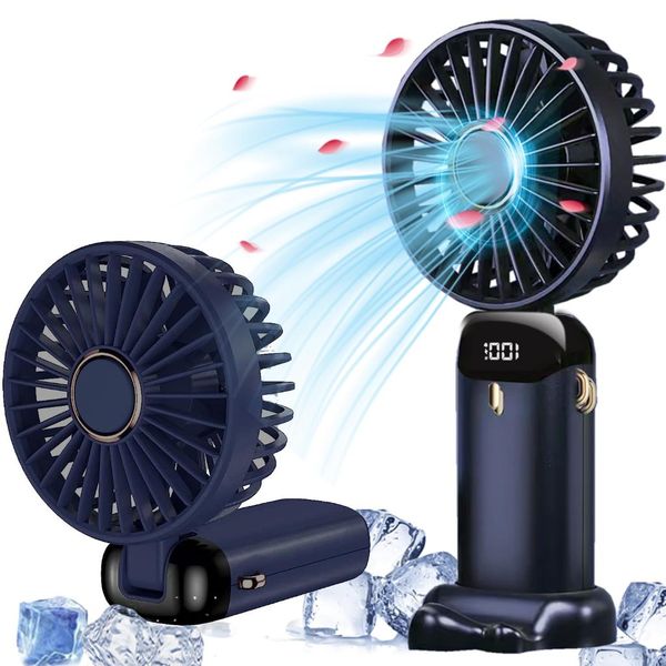 Portable Handheld Fan 5 Speeds 2000mAh Mini Pocket Fan Rechargeable 2.5W Powerful Wind Phone Holder Design Fans