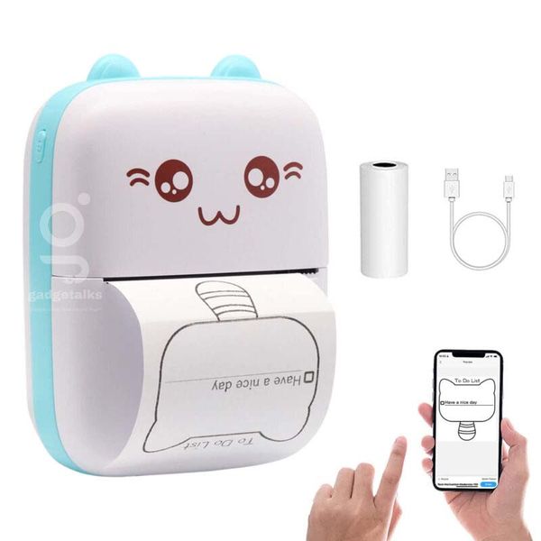 Mini Thermal Bluetooth Printer – Blue & Pink