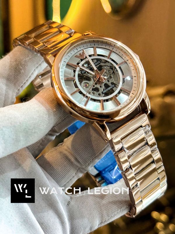 ARMANI AUTO CHAIN ROSE GOLD WHITE DIAL