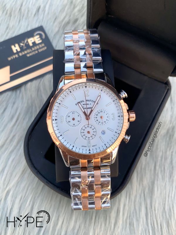 F0SSIL Chronograph (Silver-Rosegold)