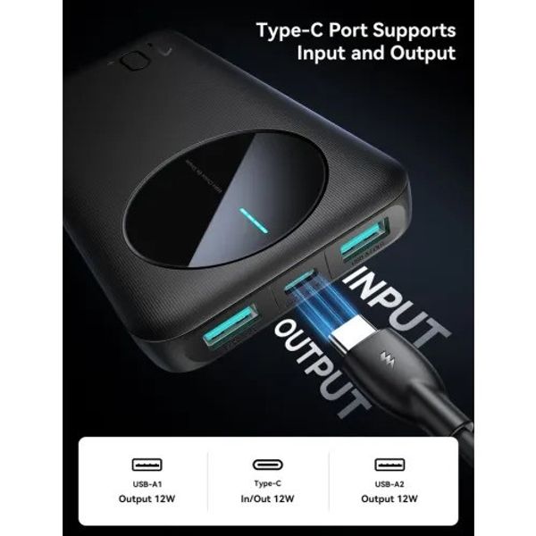 JOYROOM JR-PBF12 2.4A LED Power Bank 12W 10000mAh – Black