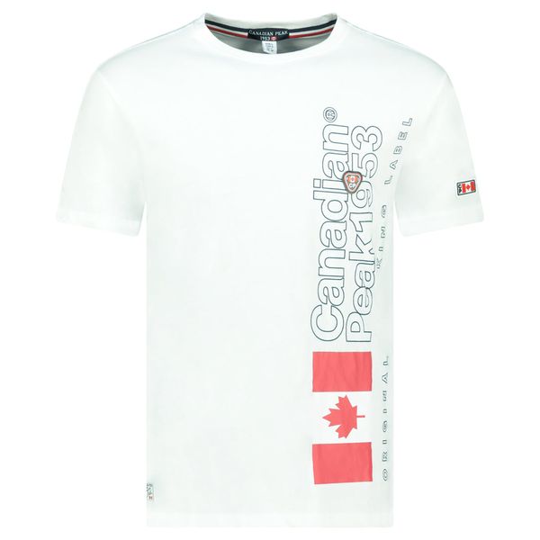 T-Shirt Col Rond avec Impressions et Drapeau Blanc