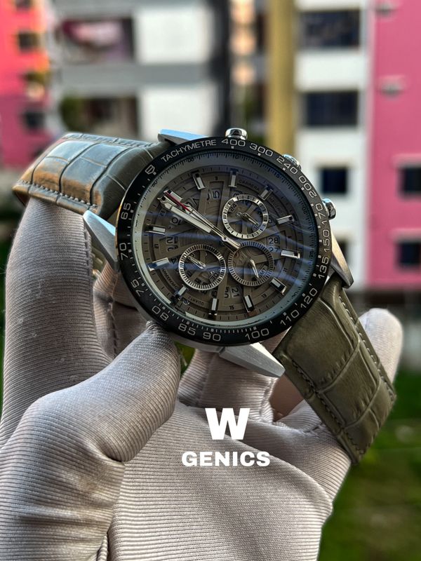 Tag Heur Anniversary 2.0 Edition Olive Belt Silver Case Semi AAA Grade
