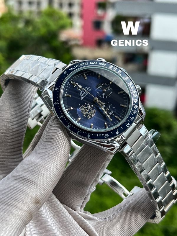 Omega Speedmaster Dark Blue Dial Silver Case Semi AAA Grade