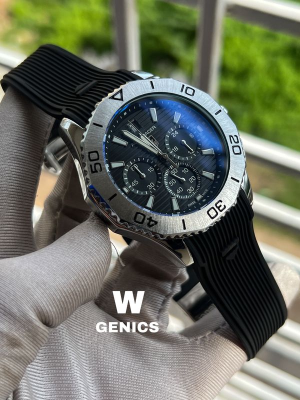 Tag Heur AQUARACER Silver Case Black Dial Black Belt AA Grade