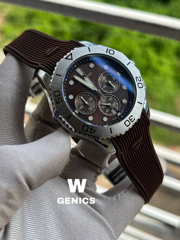 Tag Heur AQUARACER Silver Case Brown Dial Brown Belt AA Grade