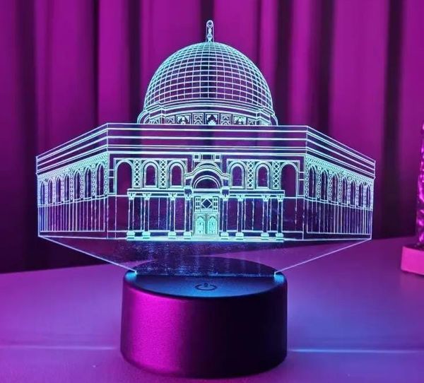 GearUP Acrylic Multicolor Night Lamp (Al-Aqsa Mosque) – White