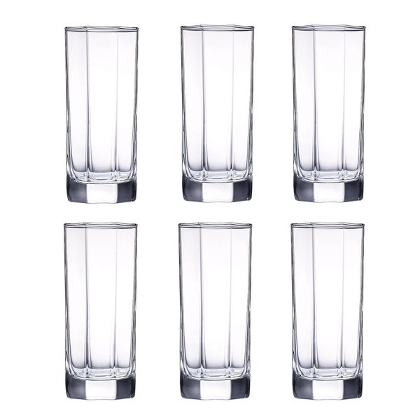 8 Corner Design Water Glass Set - Drink In Style 6-Piece Set - Transparent Glassware - 325Ml-35