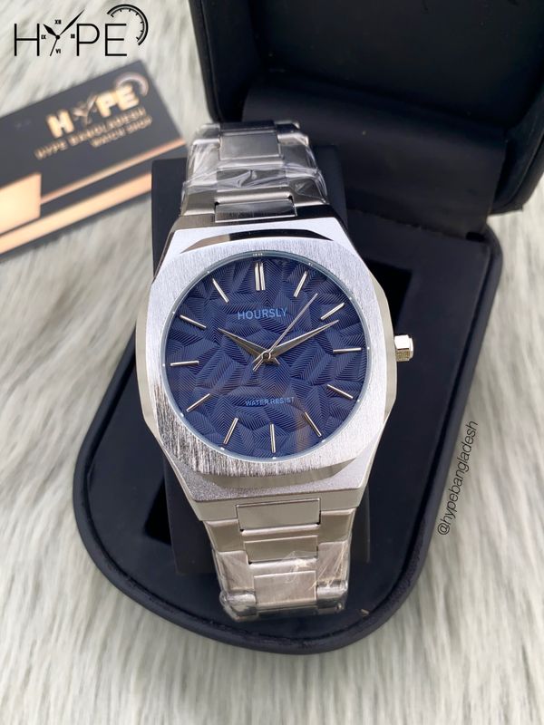 Hoursly stainless steel chain Quartz (Blue Dial)