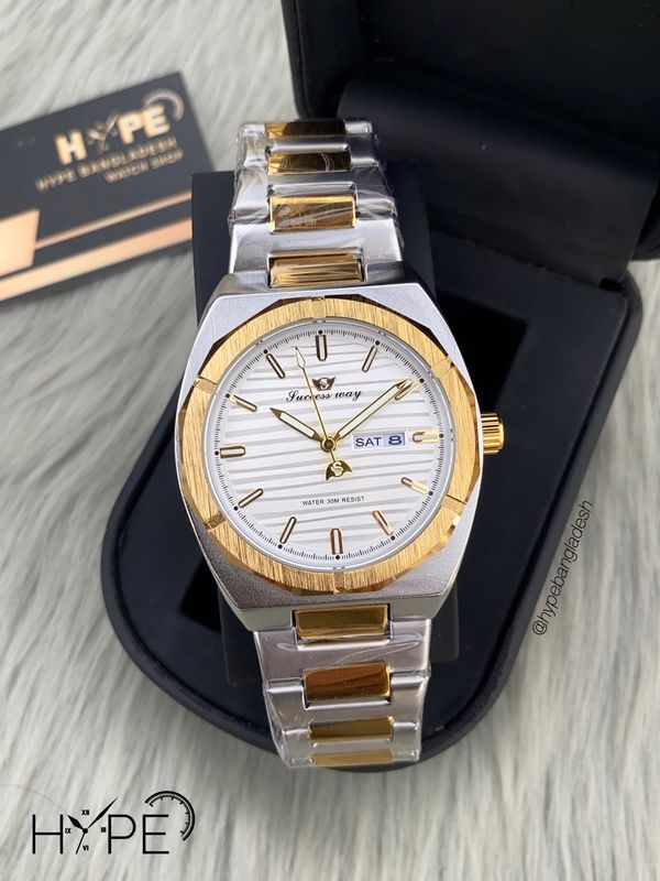 Success Way DayDate Quartz twotone chain (White Dial)