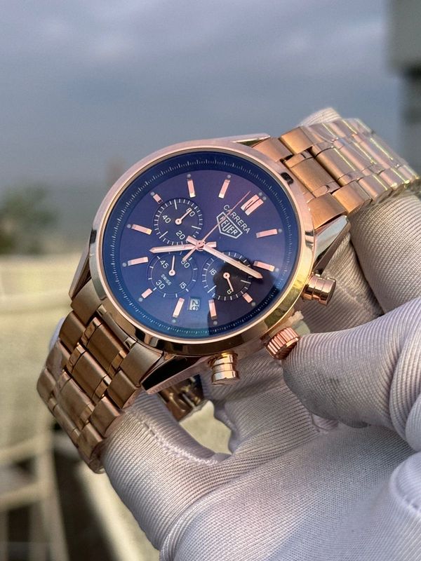 TAG CH THREE CHRONO BLUE DIAL RG CH