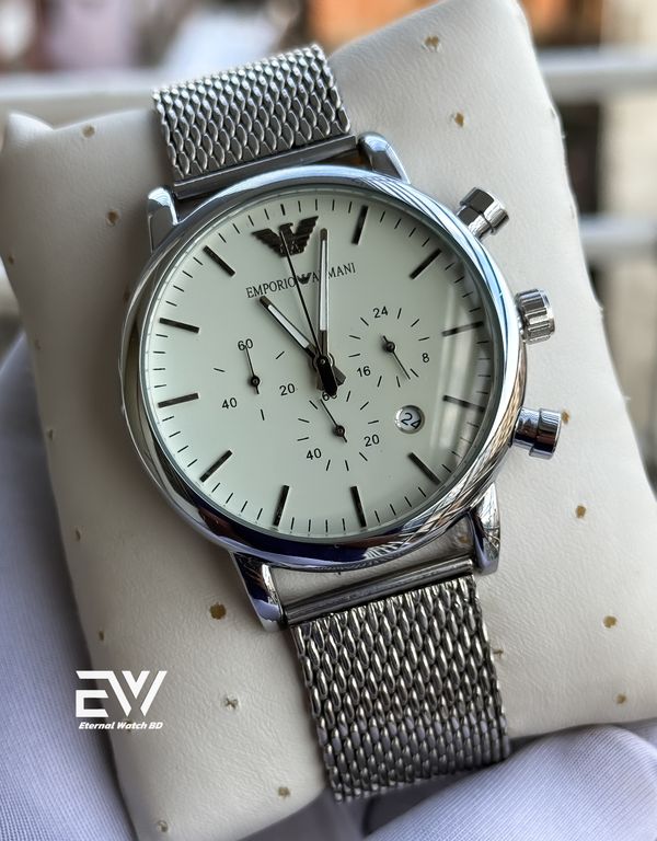 ARMANI GLOSSY MASH CHAIN  WHITE DIAL