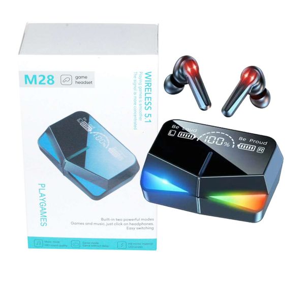M28 Wireless Bluetooth In ear Earbuds with Touch Control and Dual LED Charging Display