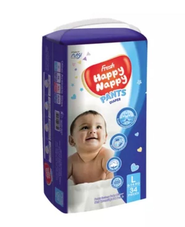 Fresh Happy Nappy Pant Diaper L (9-14 kg) 34 pcs