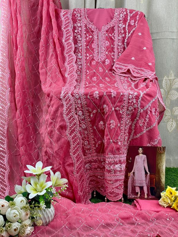 Semi –Embroidery & Sequence Work Party dress