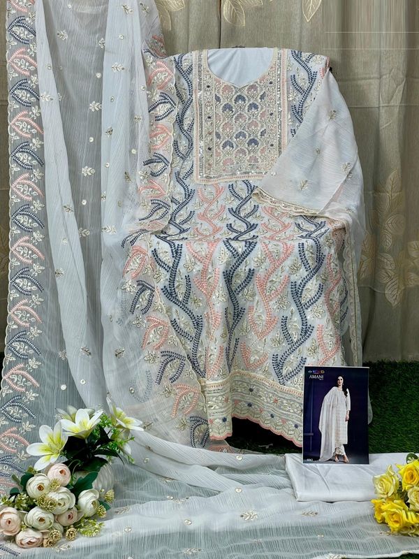 Semi –Embroidery & Sequence Work Party dress