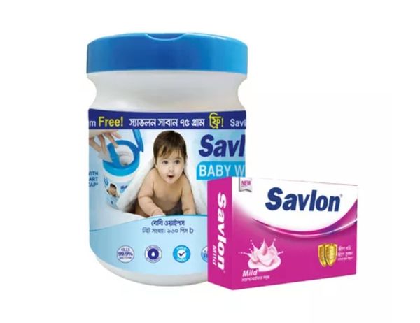 Savlon Baby Wipes Jar (Free Savlon Soap 75 gm) 160 pcs