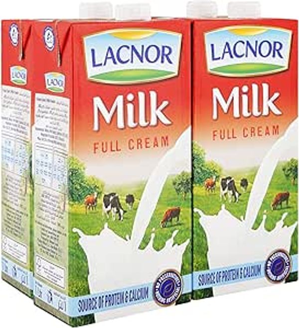 Lacnor Full Cream Milk - 1 Litre (Pack of 4)