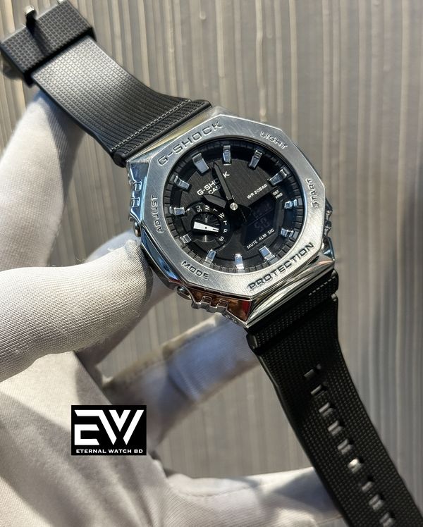 G SHOCK BLACK BELT SILVER CASE BLACK DIAL