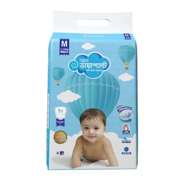 Bashundhara Diapant Baby Diaper M 7-12 kg 40 pcs