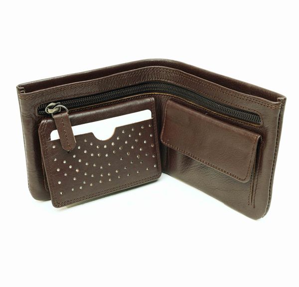Men’s Wallet – Brown & Black Leather Bifold by Kroyshala – Slim & Elegant
