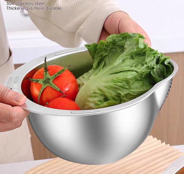 চাল এবং সবজি ধোয়ার ছাঁকনি বাটি (স্টেইনলেস স্টিল)