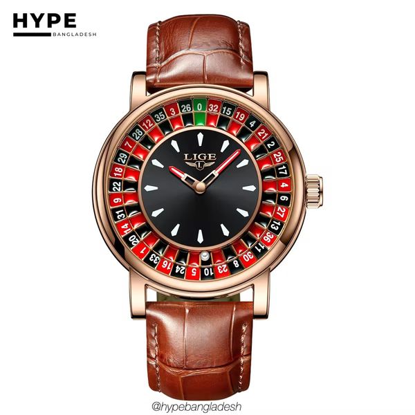 LIGE LG89161 Casino Dial Watch For Men (Brown Belt)