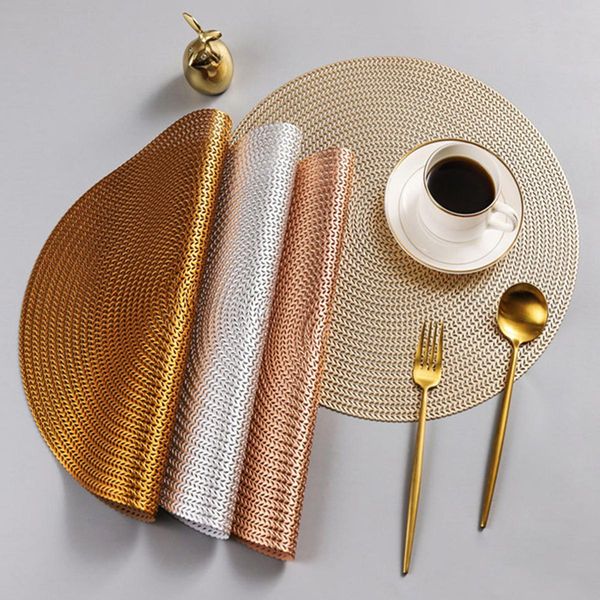 6 Pcs Round Table Placemat Mat- Gold