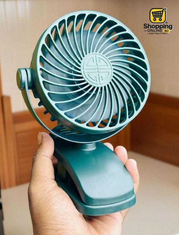 P8 USB Small Handheld Rechargeable Clip Fan – Green Color .