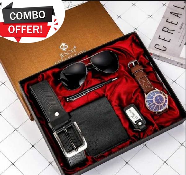 popular brand of world Jesou Men gift set luxury watch sunglasses wallet pen key ring