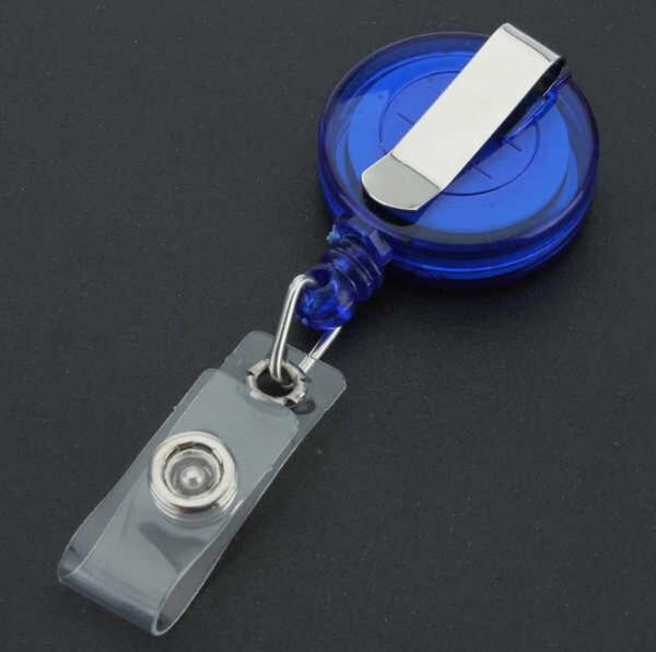 Blue yo yo Reel ID Card Badge Holder -Ring Retractable Coil Round shape